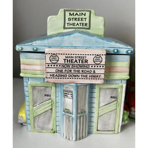 Classic American Roadside Fitz Floyd Omnibus Main Street Theater Canister Jar